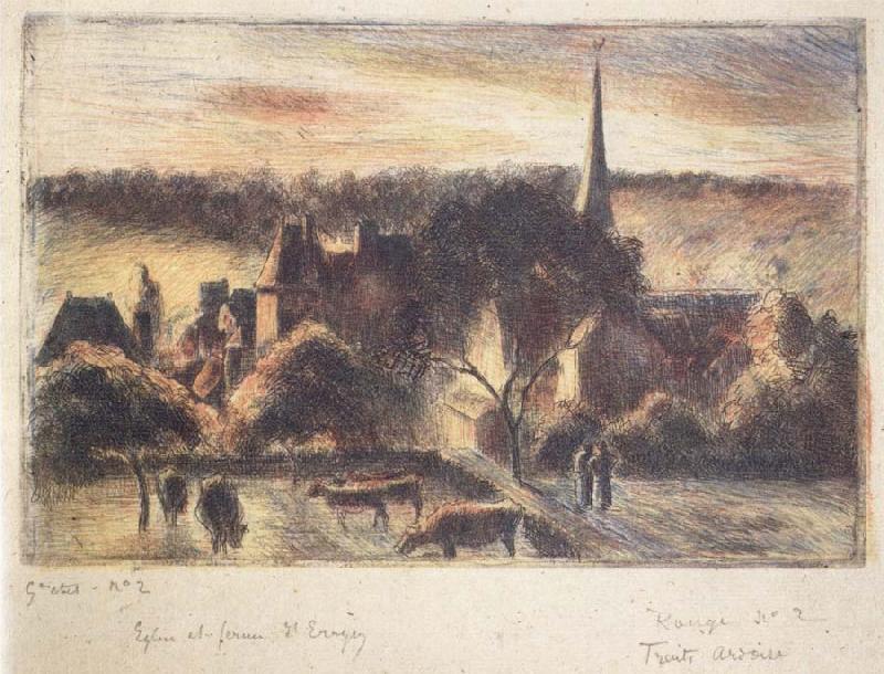 Camille Pissarro Church and farm at Eragny-sur-Epte Sweden oil painting art